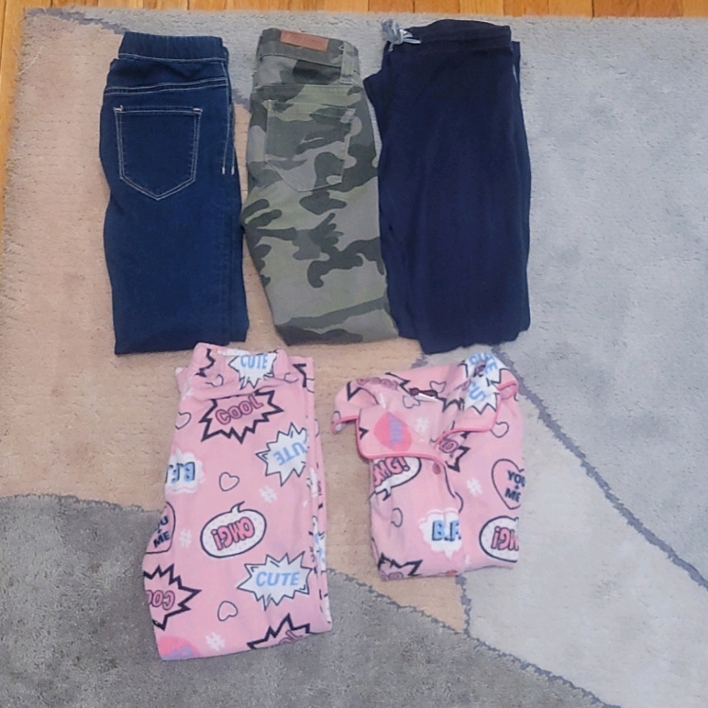 2 pairs of jeans, and a pair of pajamas.
